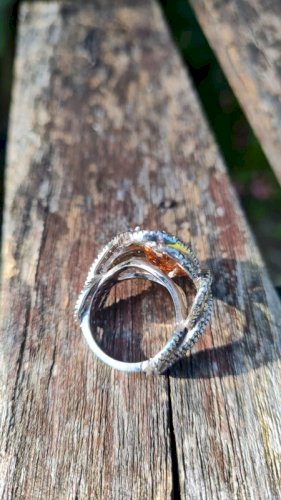 Bague en argent avec strass grande Bague