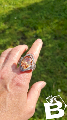 Bague en argent avec strass grande Bague
