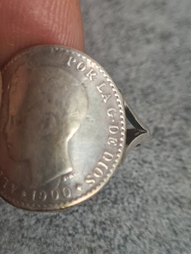 BAGUE EN ARGENT MASSIF ALFONSO XIII 1900