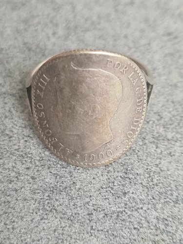BAGUE EN ARGENT MASSIF ALFONSO XIII 1900