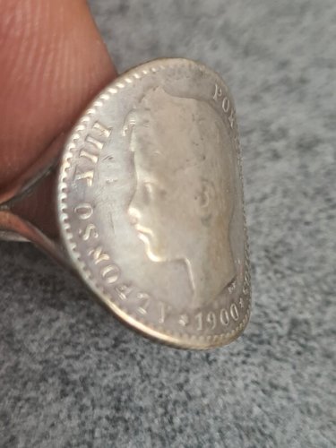 BAGUE EN ARGENT MASSIF ALFONSO XIII 1900