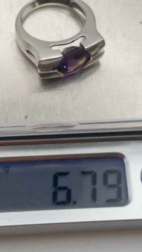 Bague en argent massif, pierre mauve