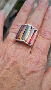 Silver ring - multicolored - Oversize