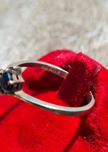 Bague en argent Toi & Moi vintage zircon et saphir -argent 800- taille 18/58