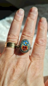 Bague en micro mosaïque vintage ajustable