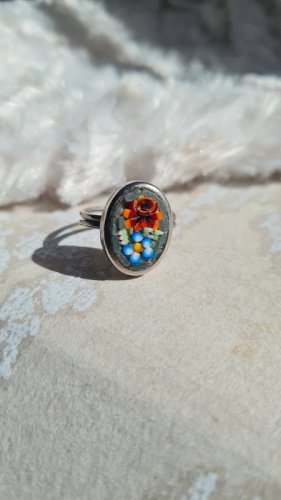 Bague en micro mosaïque vintage ajustable