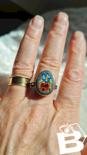 Bague en micro mosaïque vintage ajustable