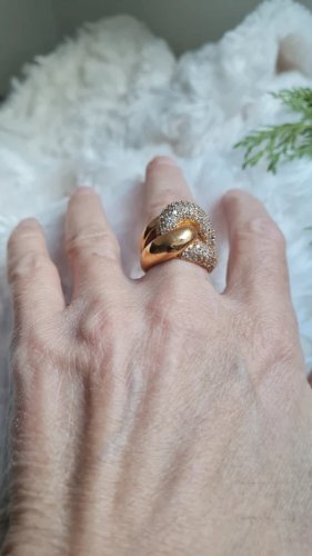 Bague en plaqué or et zirconium