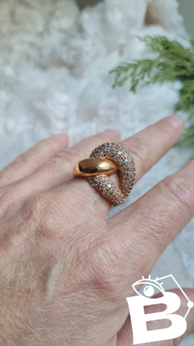 Bague en plaqué or et zirconium