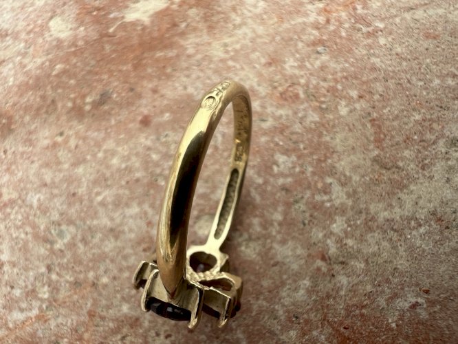 Bague Fleur /Trèfle 4 feuilles Grenats taille Coeur Argent 925 vermeil Taille 54