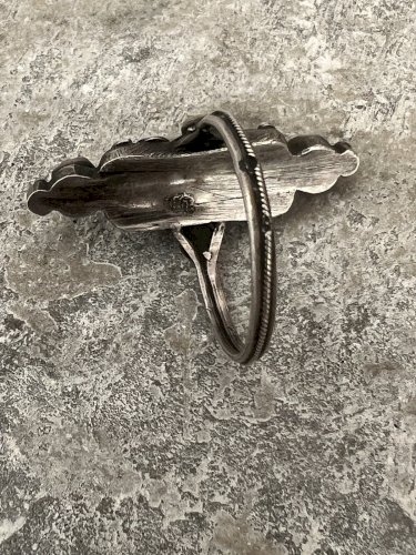 Bague Marquise ancienne ethnique Fin 19e Debut 20e argent massif taille 51,5 FR