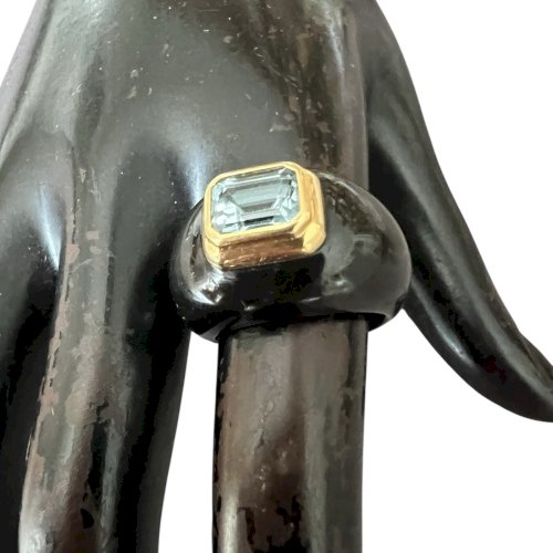 Bague or 18 Kt poinçon aigle style art déco topaze Taille 54 FR vintage Chic