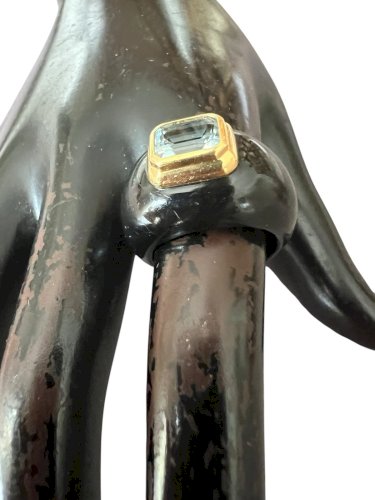 Bague or 18 Kt poinçon aigle style art déco topaze Taille 54 FR vintage Chic