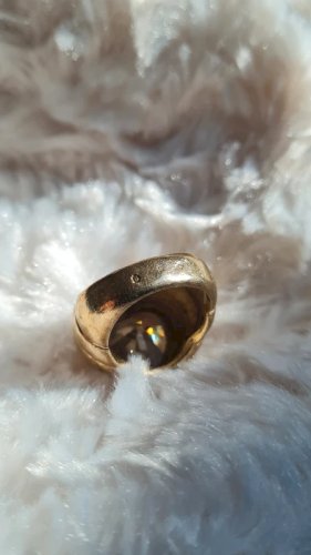 Bague oversize en argent doré et zirconium