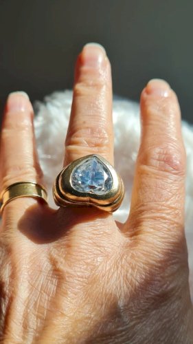 Bague oversize en argent doré et zirconium