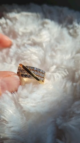Bague plaqué or et zircons taille 54