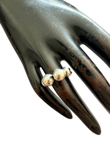 Bague Solide Vintage  Argent Massif  Design 2 Poissons . Double Anneau Unisexe