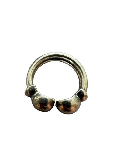 Bague Solide Vintage  Argent Massif  Design 2 Poissons . Double Anneau Unisexe