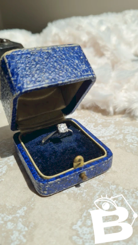 Bague solitaire en argent en strass taille 17,5