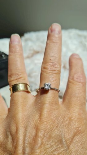 Bague solitaire en argent en strass taille 17,5