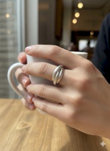 Bague Trinity Argent Massif Versani New York Unisexe Vintage 65FR Haut de Gamme