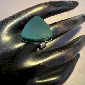 Adjustable vintage geometric design ring circa 1970 agate Chrome Size 55FR