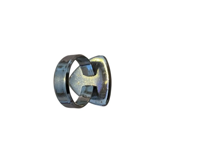 Bague vintage ajustable géométrique design vers 1970 agate Chrome Taille 55FR