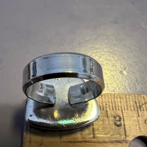 Bague vintage ajustable géométrique design vers 1970 agate Chrome Taille 55FR