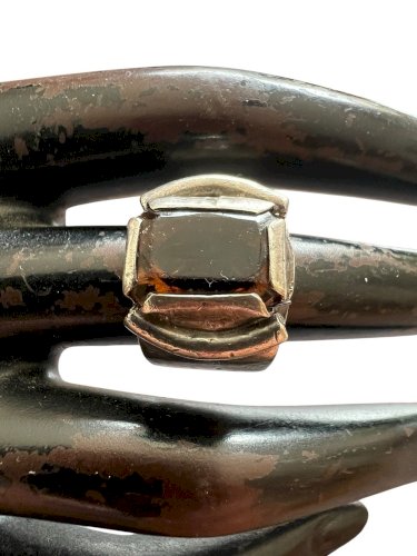 Bague Vintage  Argent Massif  Design Géométrique Solide Vers 1970 Poincon