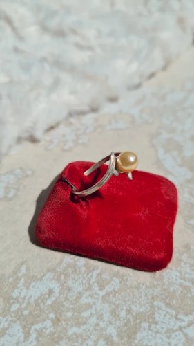 Bague vintage en argent 835 et perle