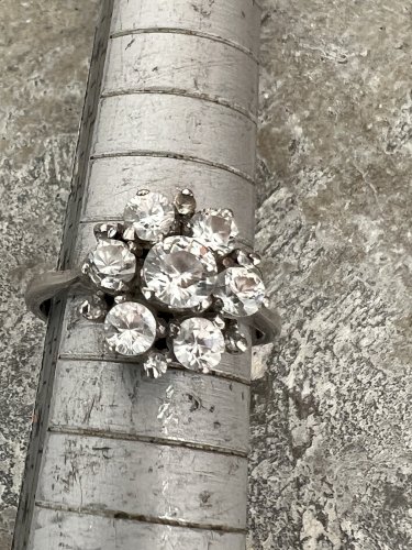 Bague Vintage Marguerite taille 51 FR -zircons- Argent - Modele Joaillerie