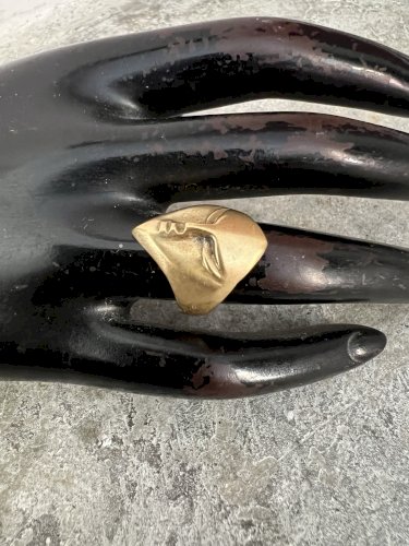 Bague vintage masque -Visage Bronze collection Unisex taille 51 FR Design