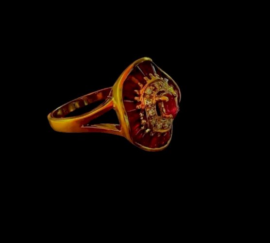 Bague vintage style art deco or 18k rubis /diamants Vintage Taille 56 FR / 5,3 g