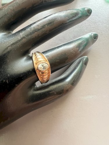 Bague Vintage Style Art Déco Plaqué Or Taille 54 Fr Retro Élégant, Chic, Cocktai