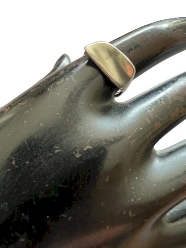 Bague Vintage Unisexe Argent Massif  Design Géométrique Solide Vers 1970