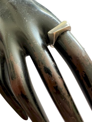 Bague Vintage Unisexe Argent Massif  Design Géométrique Solide Vers 1970