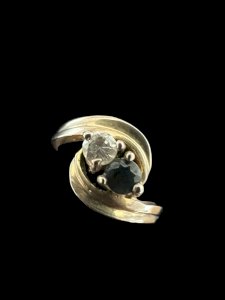 Bague vintage vers 1980 toi et moi cocktail chic élégante Taille 54 Fr