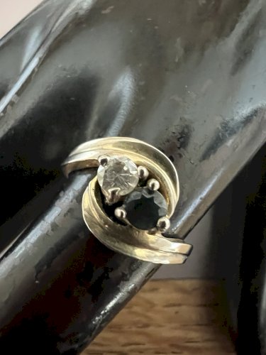 Bague vintage vers 1980 toi et moi cocktail chic élégante Taille 54 Fr