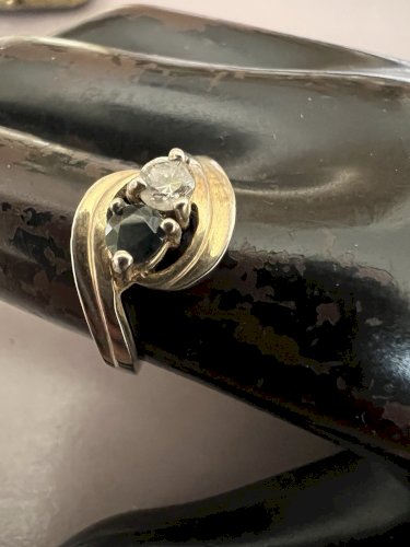 Bague vintage vers 1980 toi et moi cocktail chic élégante Taille 54 Fr