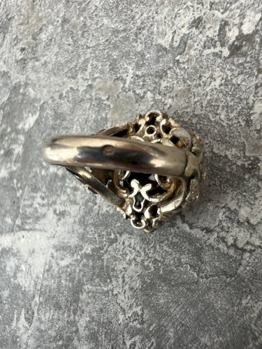 Bague XIXe siècle austro-hongrois argent vermeil grenat Signé taille 50 FR