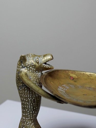 Baguier, coupelle, figurine singe en laiton vintage Dahomey Bénin Afrique