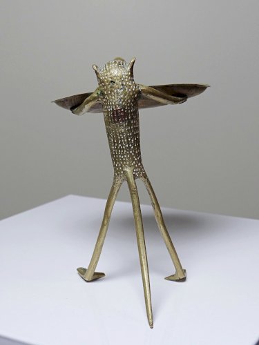 Baguier, coupelle, figurine singe en laiton vintage Dahomey Bénin Afrique