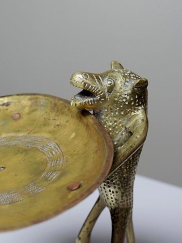 Baguier, coupelle, figurine singe en laiton vintage Dahomey Bénin Afrique