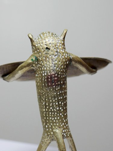 Baguier, coupelle, figurine singe en laiton vintage Dahomey Bénin Afrique