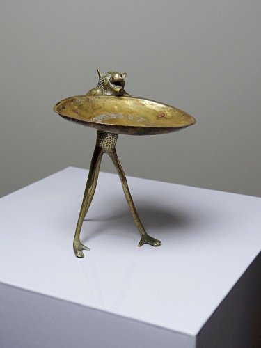 Baguier, coupelle, figurine singe en laiton vintage Dahomey Bénin Afrique