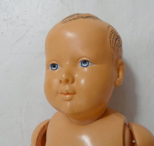 Baigneur bébé Petitcollin Tête d’Aigle 50 cm celluloïd