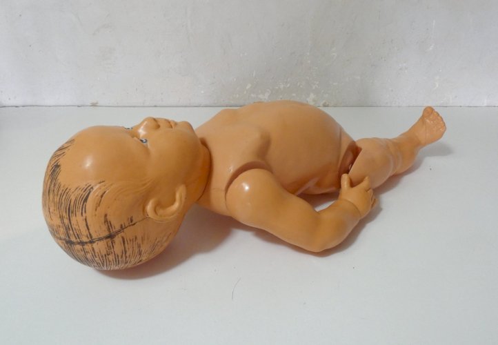 Baigneur bébé Petitcollin Tête d’Aigle 50 cm celluloïd