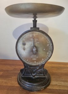 Balance à cadran Salter modèle 50T Spring balance avec plateau laiton - Années 50