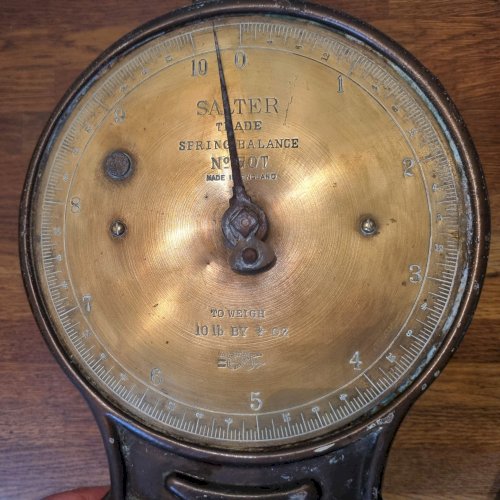 Balance à cadran Salter modèle 50T Spring balance avec plateau laiton - Années 50