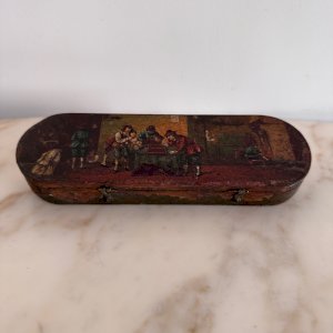 Balance trébuchet scène de marchands peinte à la main début XIXe M3702